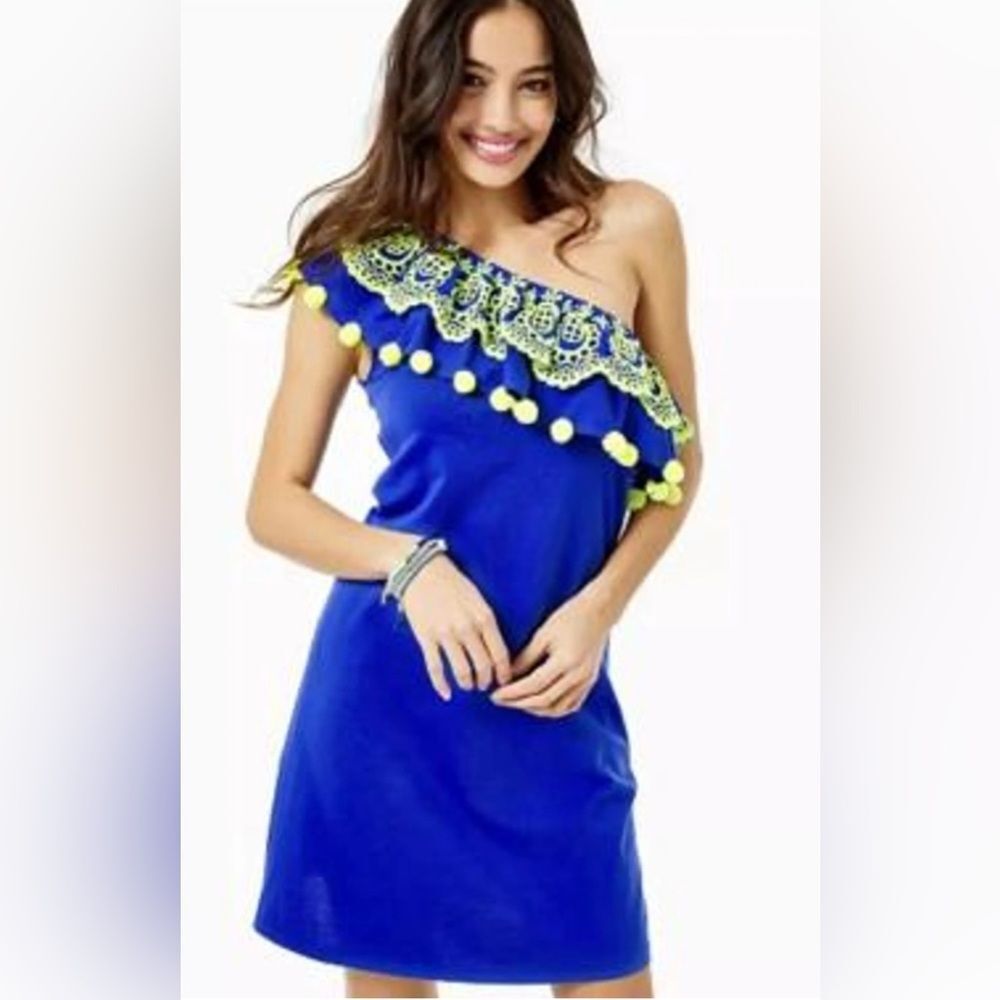 NWT Lilly Pulitzer Idara one shoulder festive cotton party dress. sz S